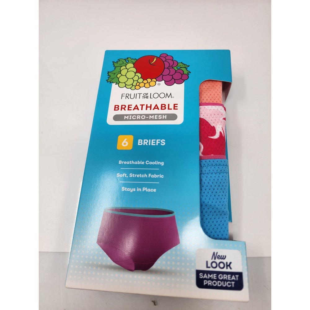 Fruit of the Loom Girls Breathable Briefs Multi Polyester Blend Casual Size 14